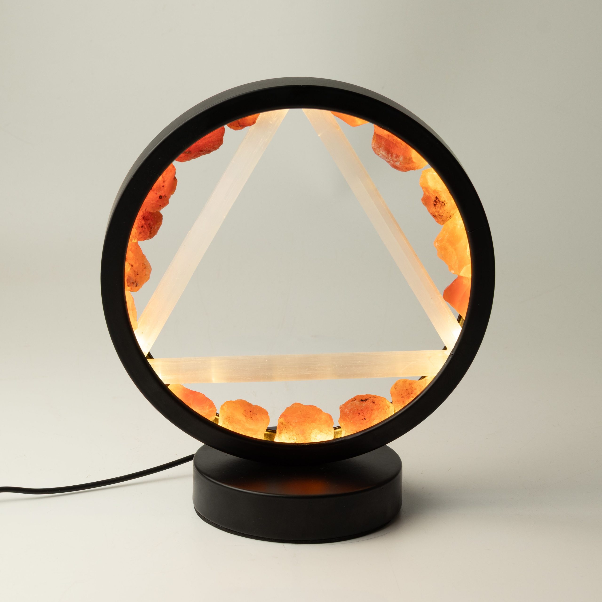 Gemstone Halo Lamp - Fire - Carnelian and Selenite