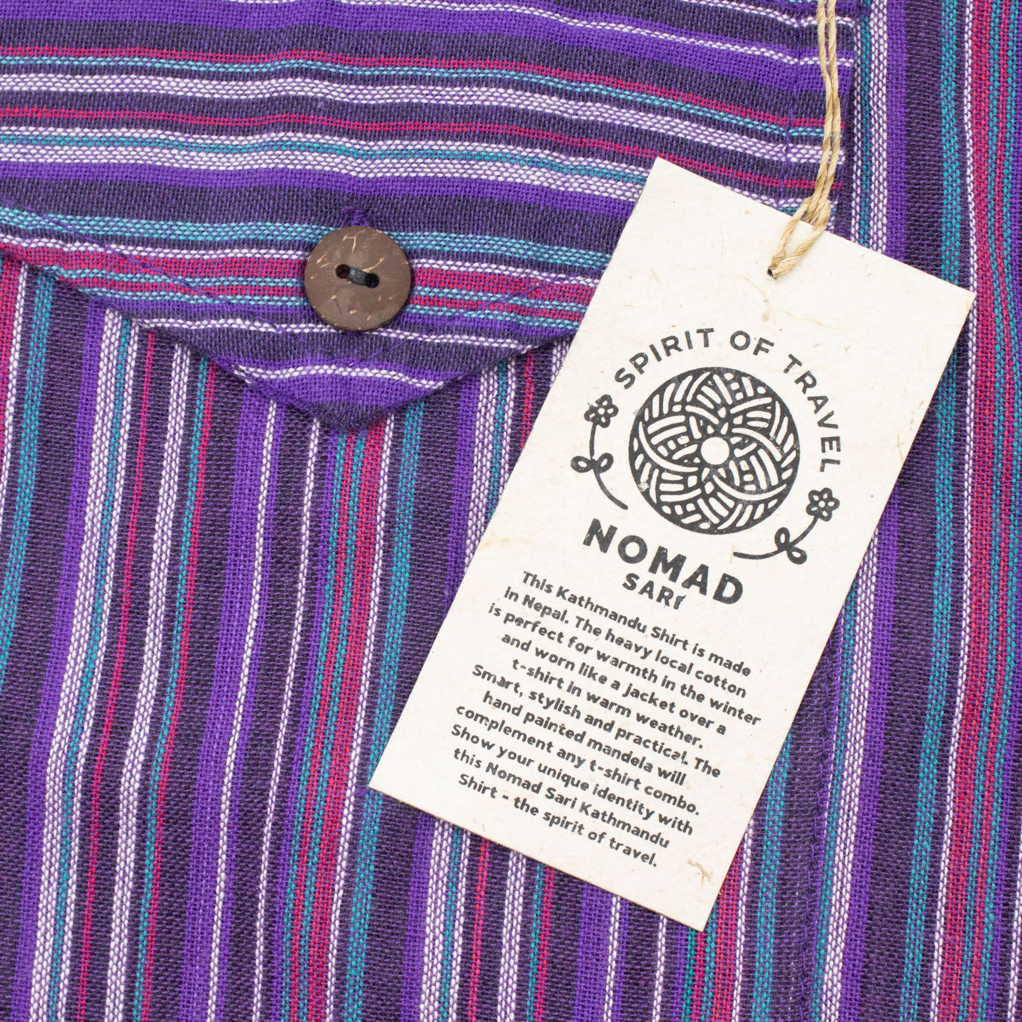 Nomad Sari Grandad Shirt - Black Purple - Medium - Image 5