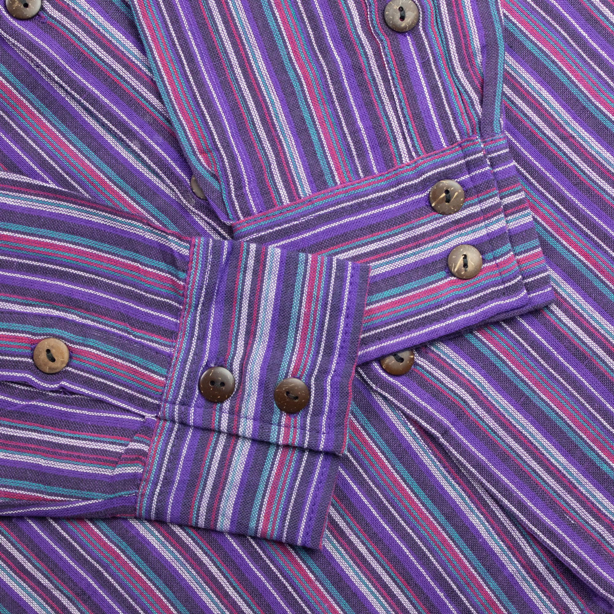 Nomad Sari Grandad Shirt - Black Purple - Medium - Image 7