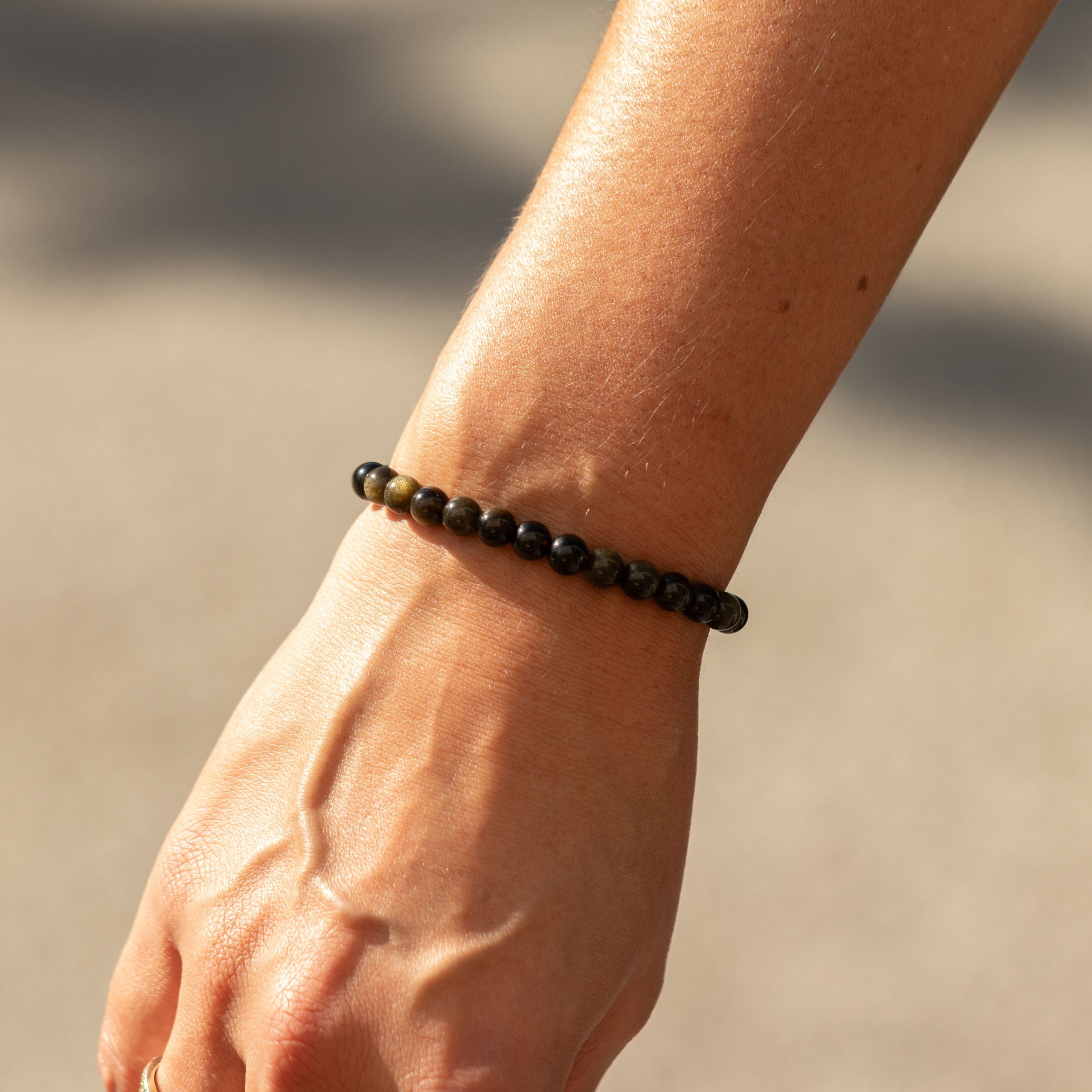 Petite Power Bracelet (17cmx6mm) - Gold Obsidian - Image 4