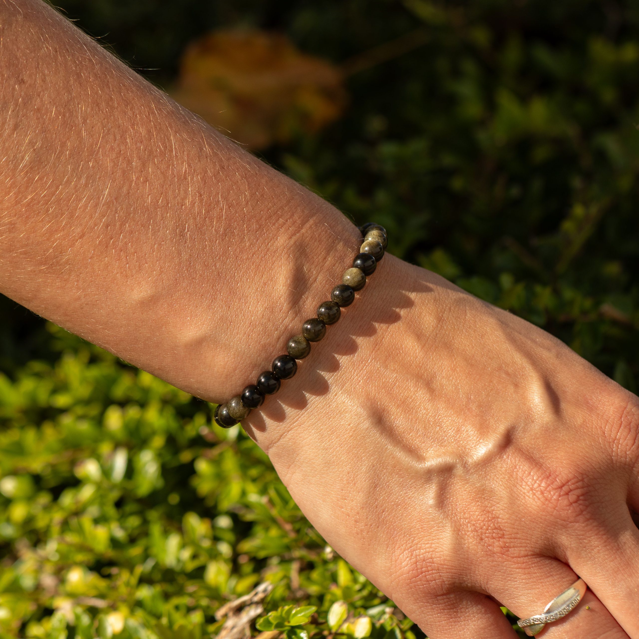 Petite Power Bracelet (17cmx6mm) - Gold Obsidian - Image 6