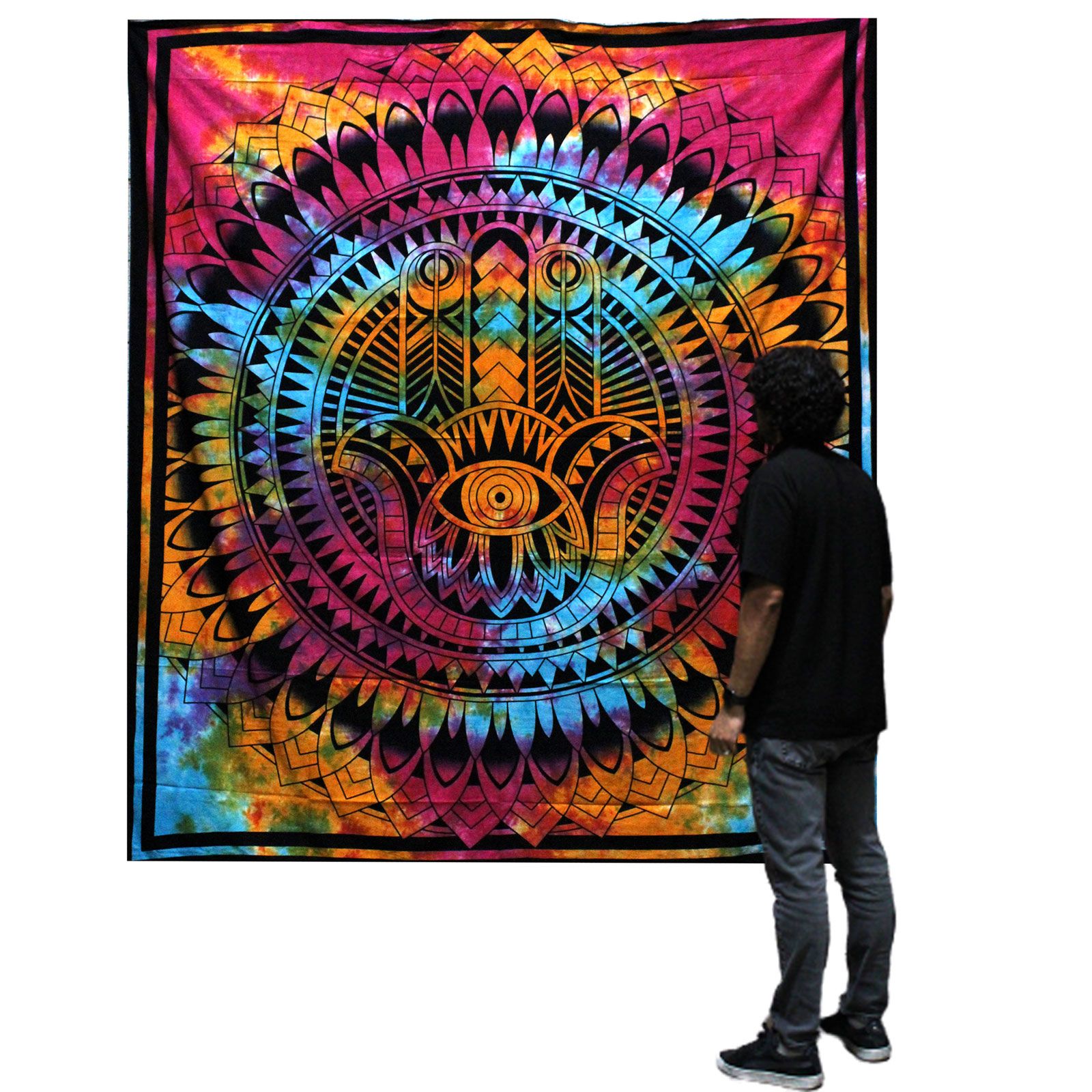Decorative Double Cotton Bedspread + Wall Hanging - Hamsa - Image 2