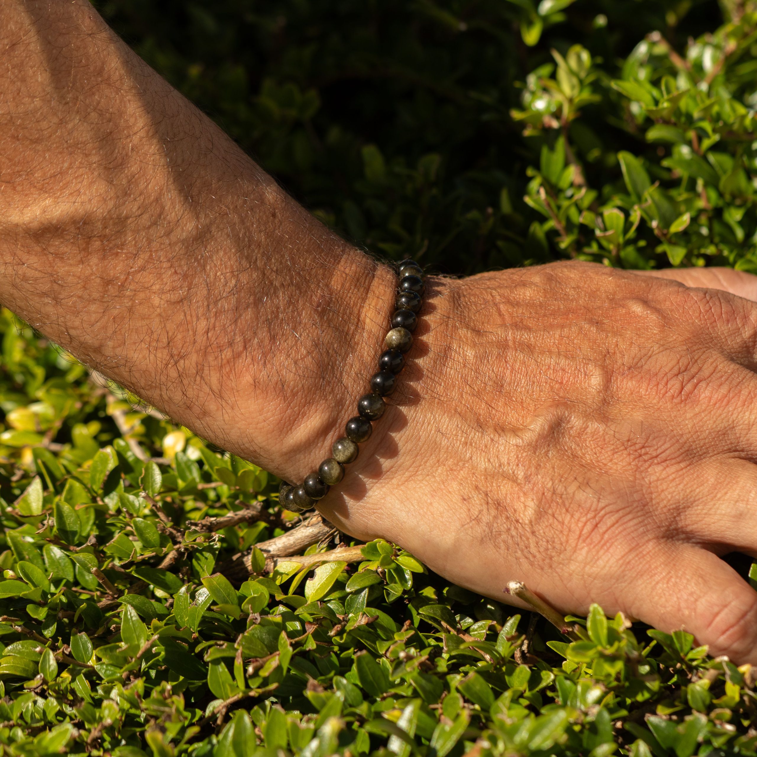 Petite Power Bracelet (17cmx6mm) - Gold Obsidian - Image 3