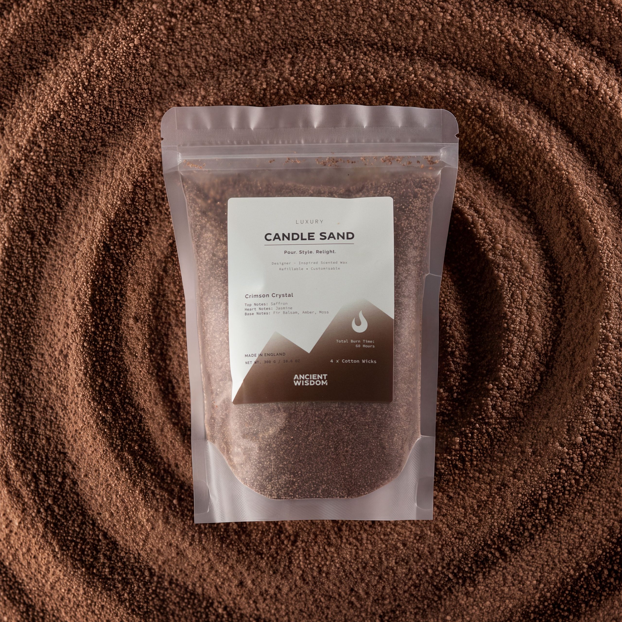 Fragranced Candle Sand - Mocha Brown - Crimson Crystal - 300g - Image 8