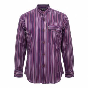 Nomad Sari Grandad Shirt - Black Purple - Large