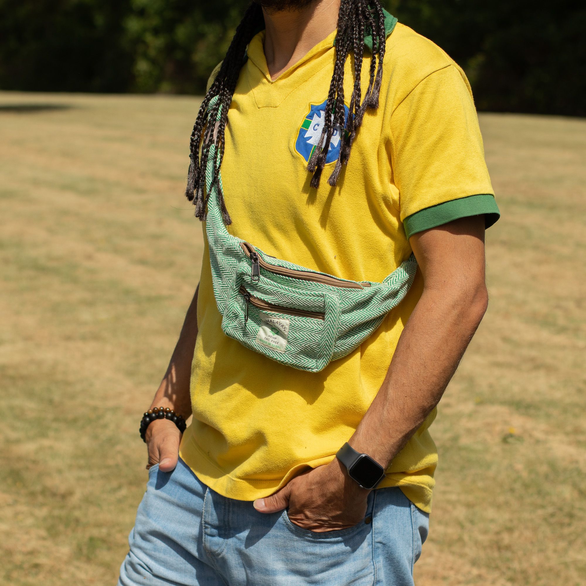 Cotton Hemp Style Belt (or Fanny) Bag - Sage - Image 5
