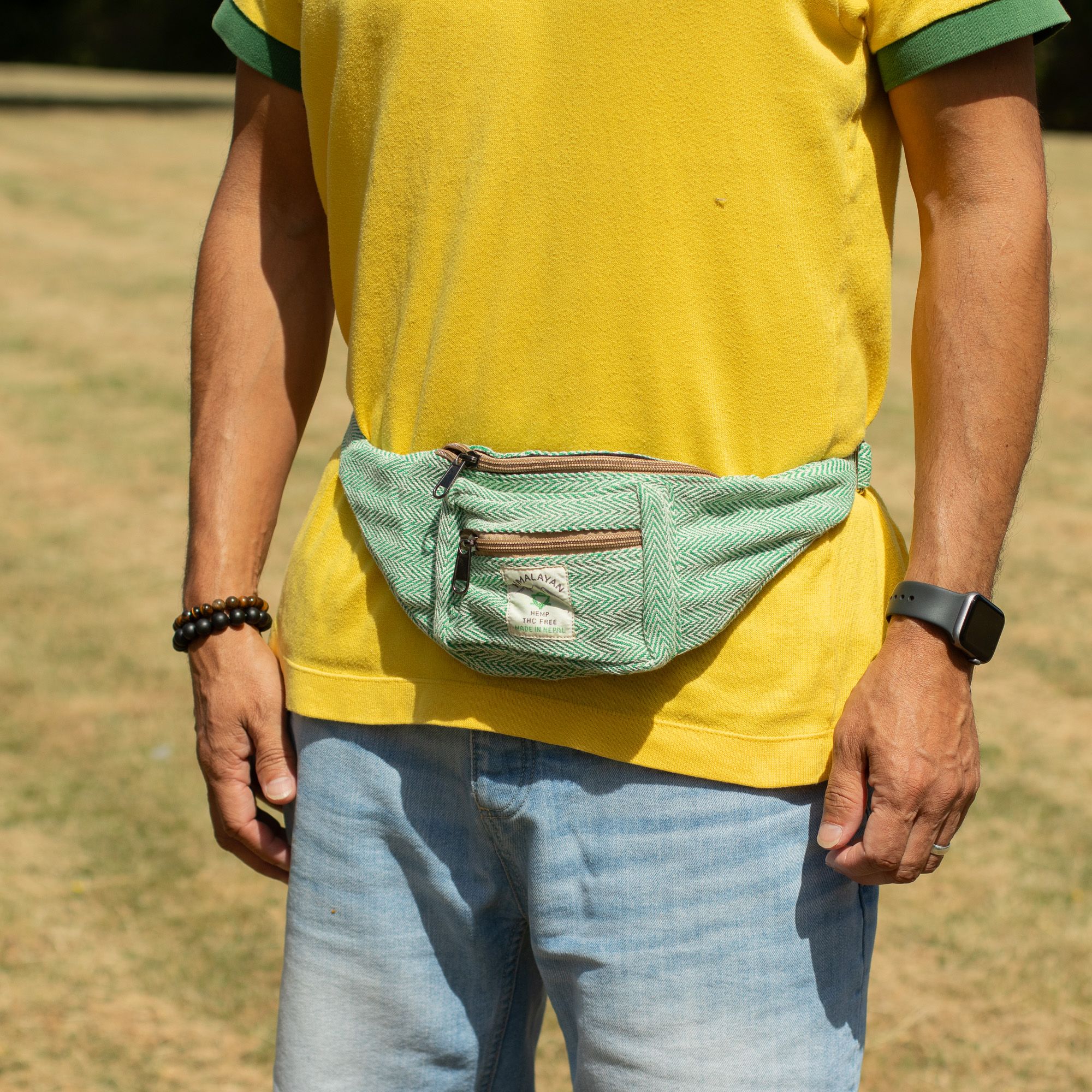 Cotton Hemp Style Belt (or Fanny) Bag - Sage - Image 7