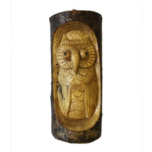 Carved Wall Plaque Owl in Trunk 24x11x5cm