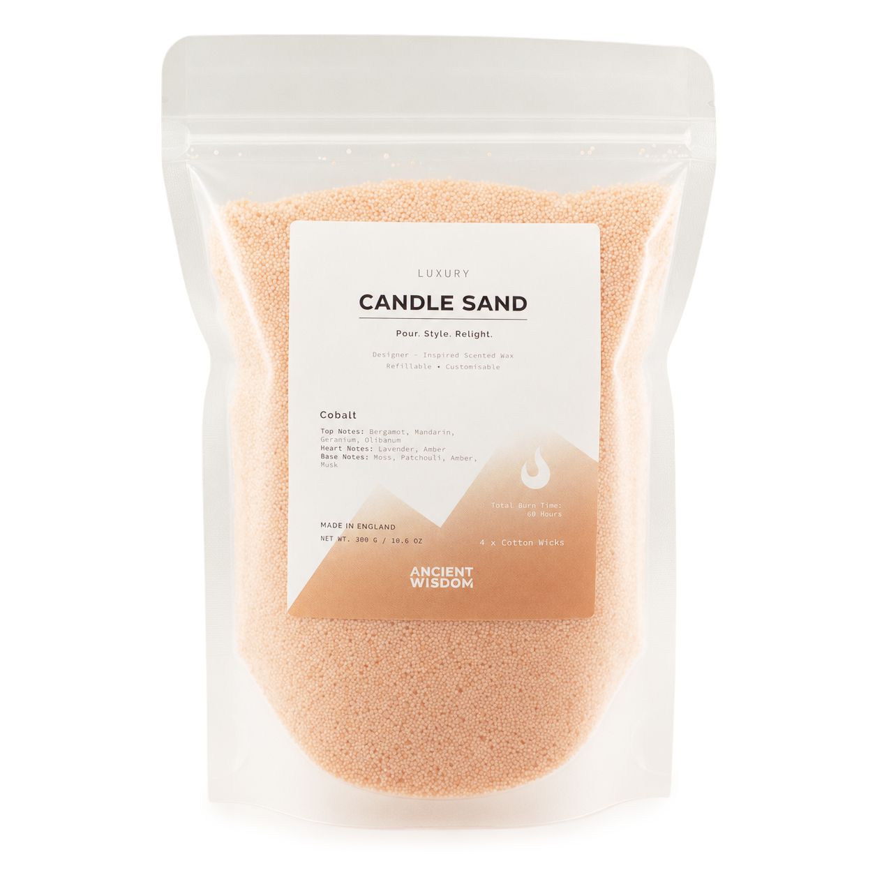 Fragranced Candle Sand - Taupe Orange - Cobalt - 300g - Image 3