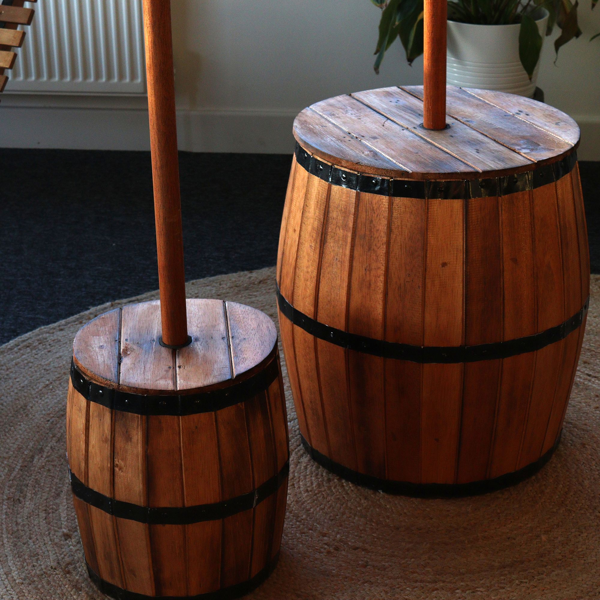 Beer Barrel Table & Parasol Stand – Natural Wood 60 x 48.5 cm - Image 8