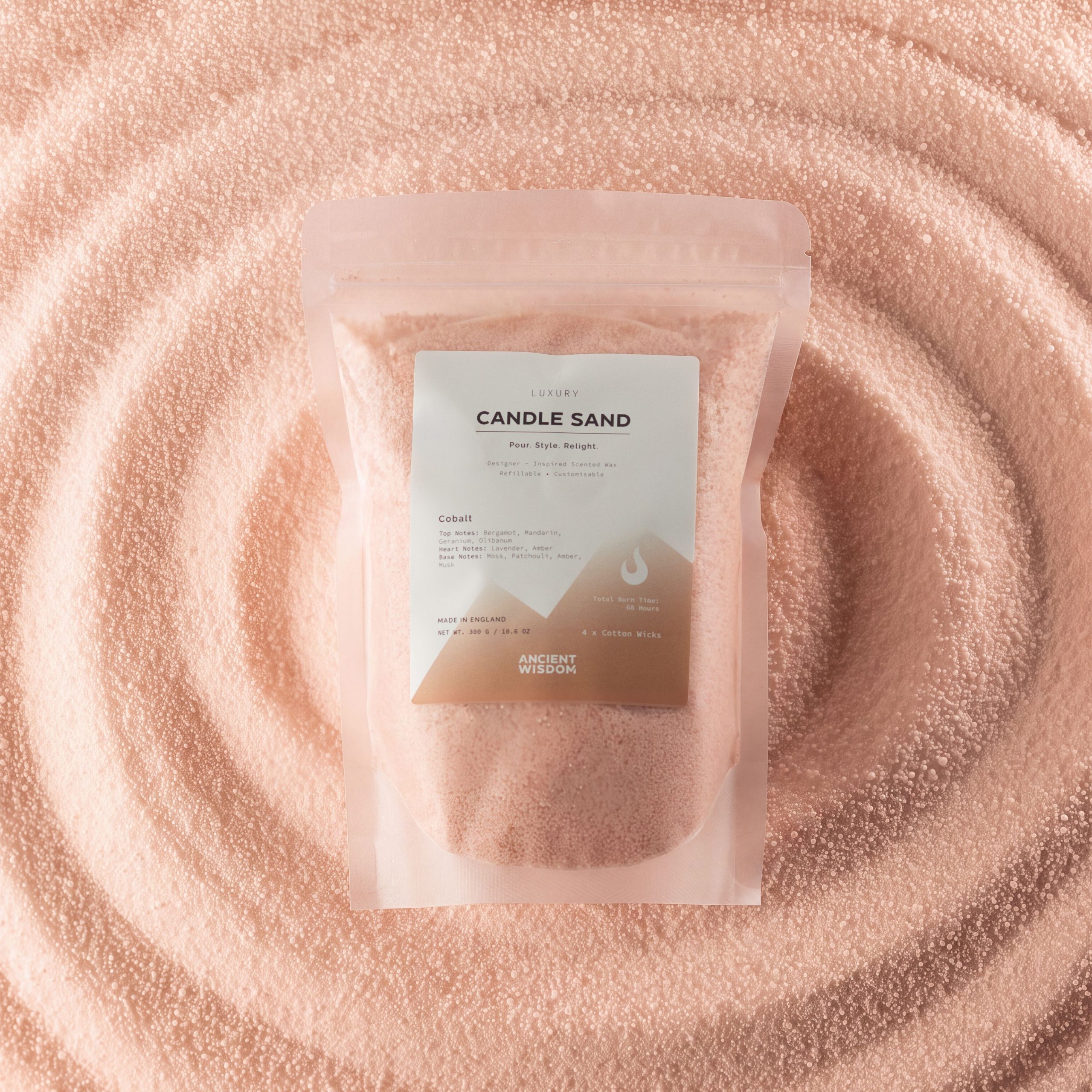 Fragranced Candle Sand - Taupe Orange - Cobalt - 300g - Image 2