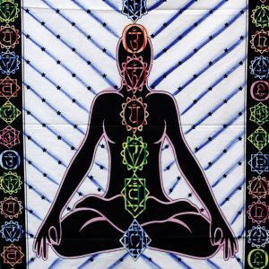Hand brushed Cotton Wall Art - Chakra Buddha