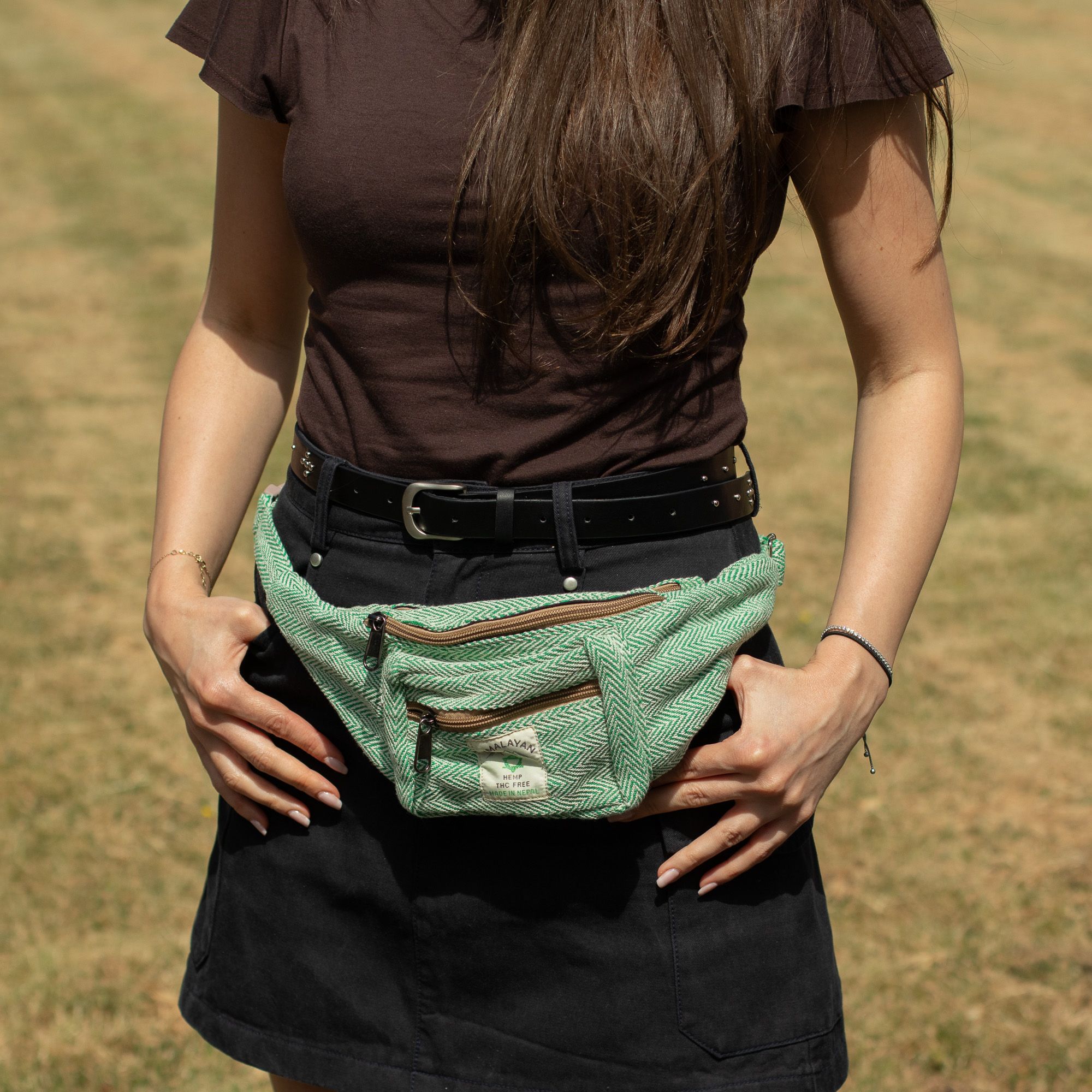 Cotton Hemp Style Belt (or Fanny) Bag - Sage - Image 9