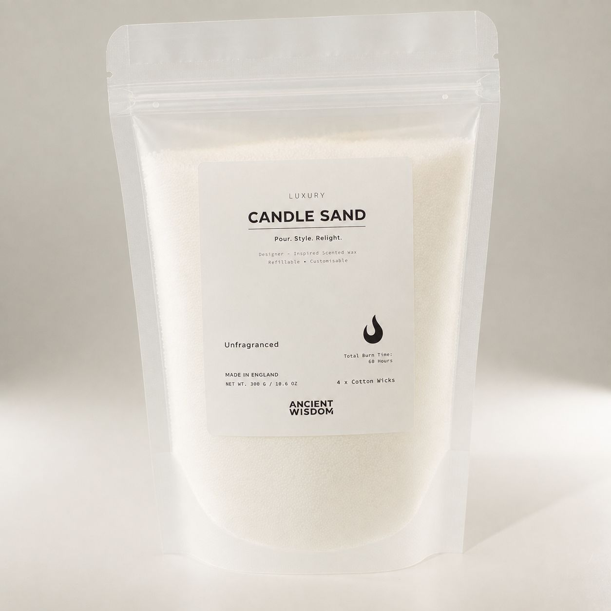 Unfragranced Candle Sand - White - 300g - Image 10