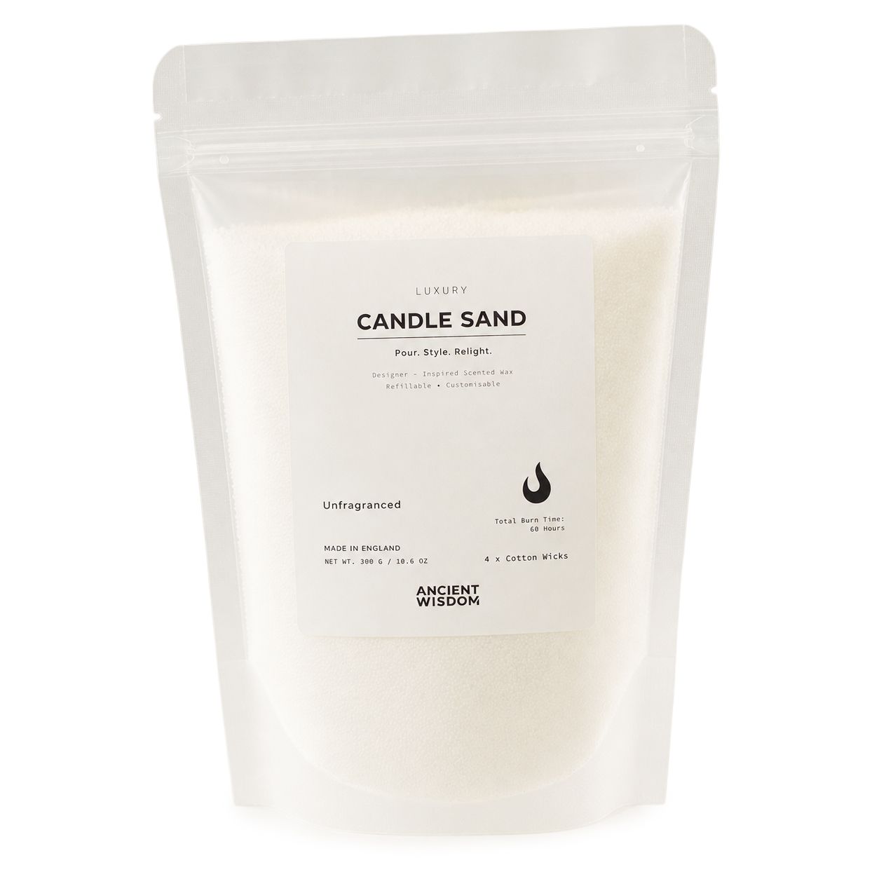 Unfragranced Candle Sand - White - 300g - Image 3
