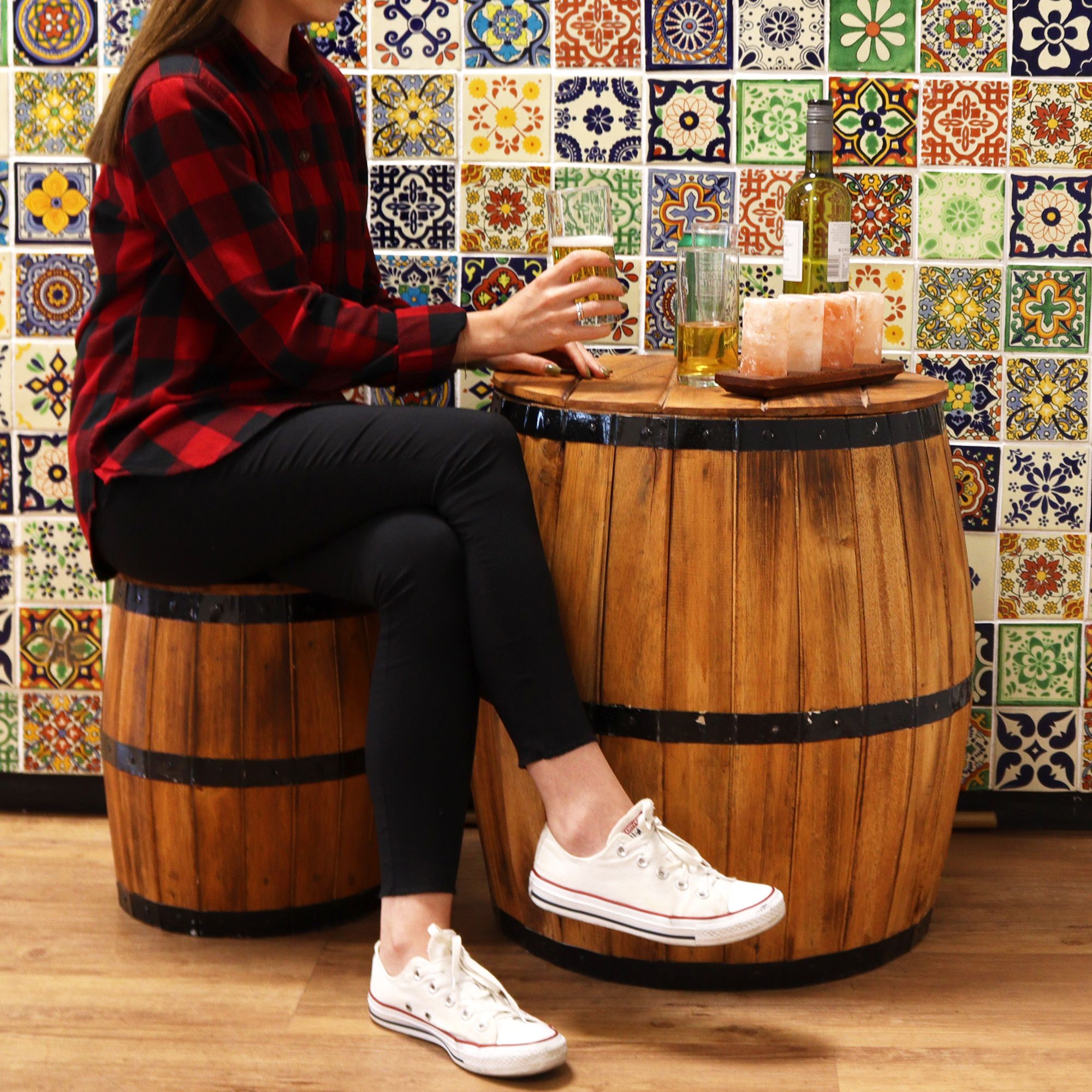 Beer Barrel Table – Natural Wood 60 x 48.5 cm - Image 4