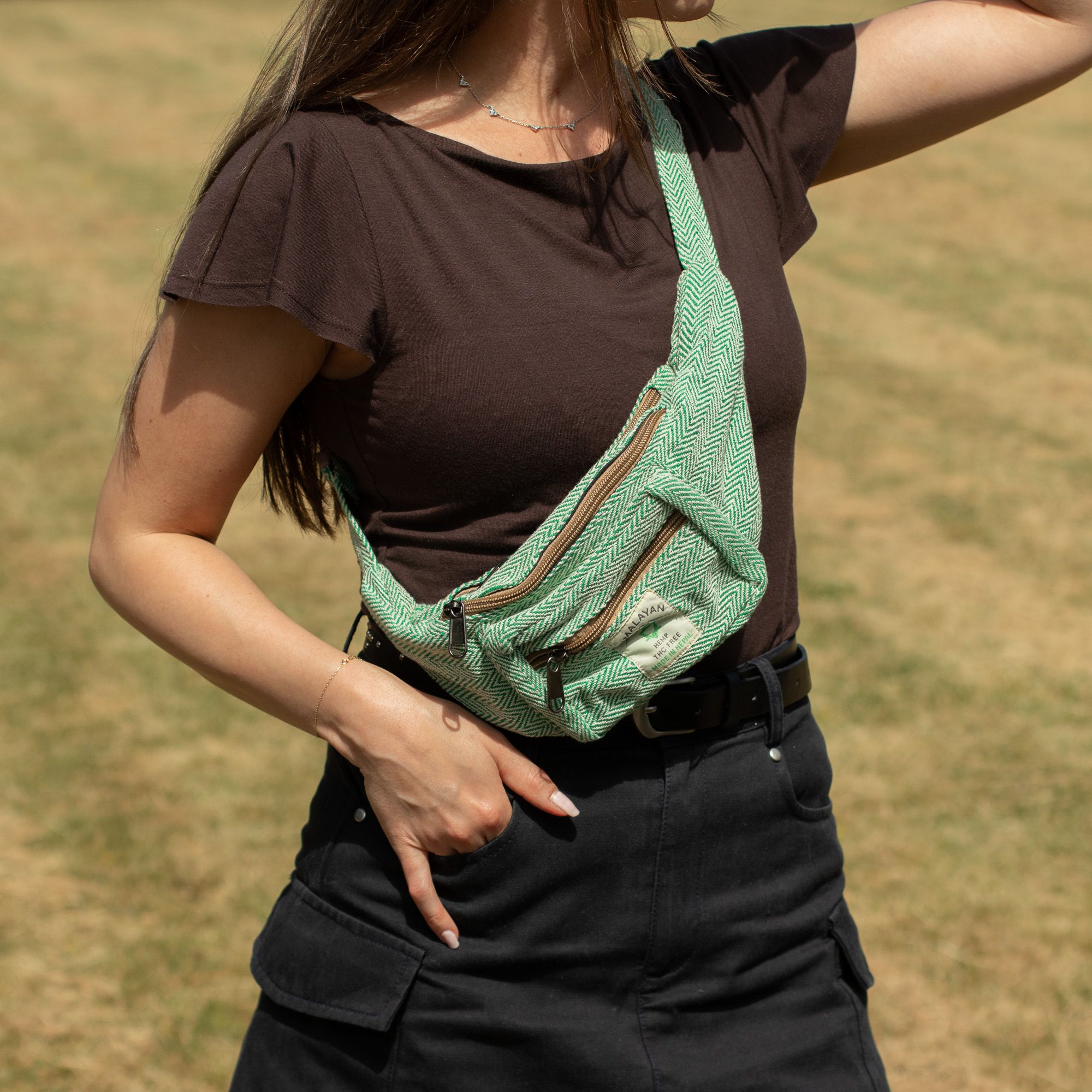 Cotton Hemp Style Belt (or Fanny) Bag - Sage - Image 3