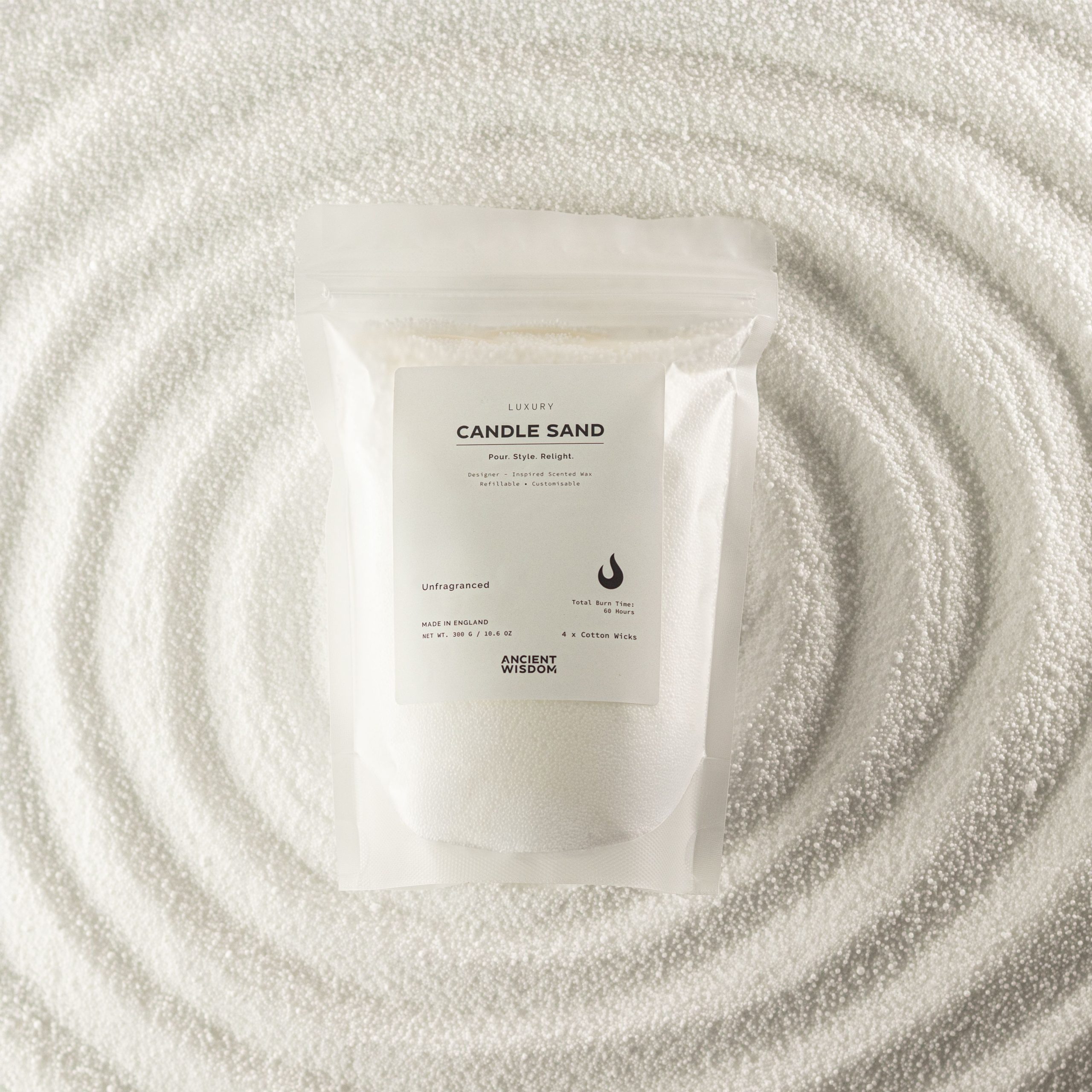 Unfragranced Candle Sand - White - 300g - Image 5