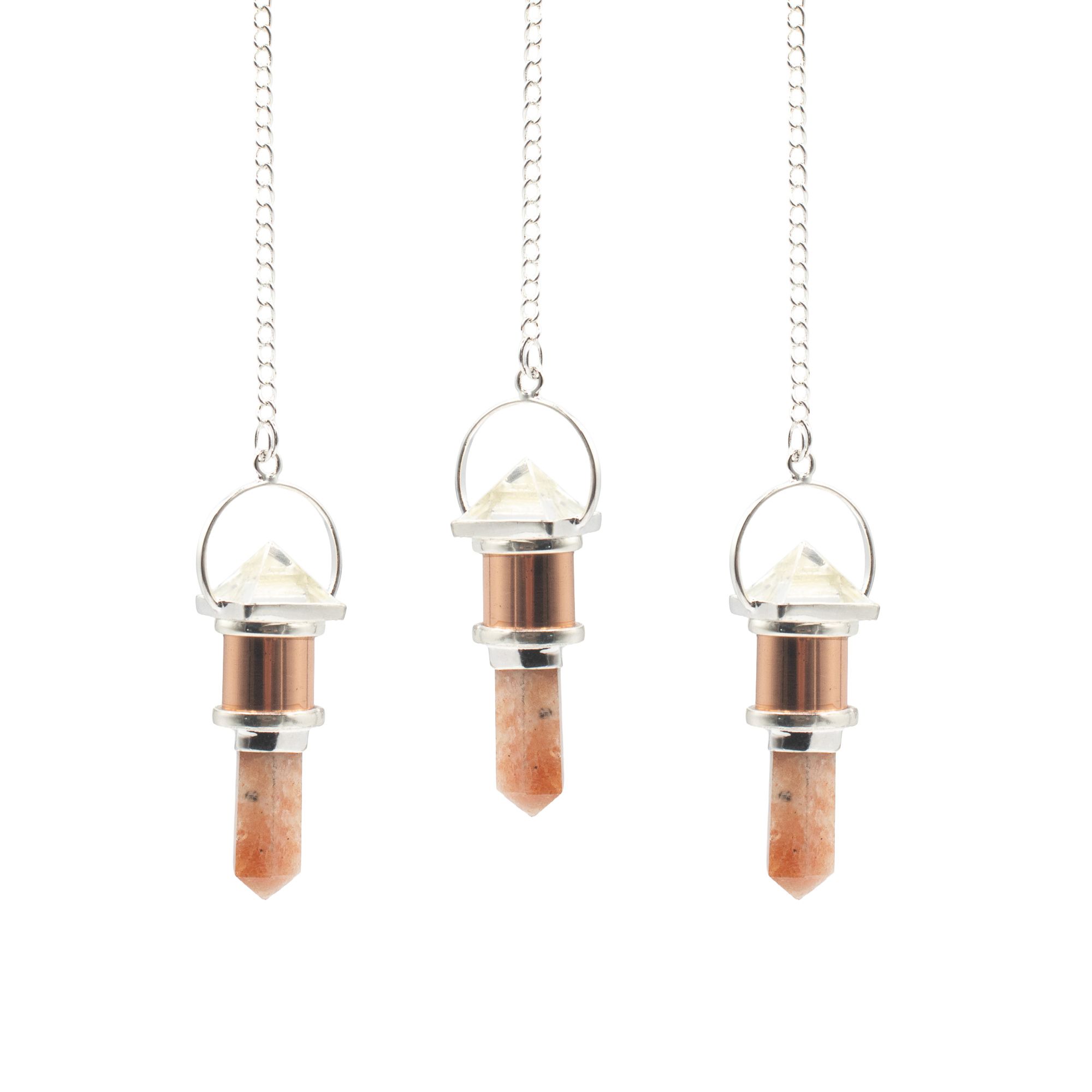 The Moon Chamber- Combo Piece Copper Pendulum - Clear Quartz & Sunstone - Image 2