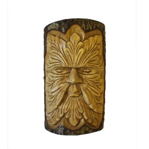 Carved Wooden Large Green Man Wall plaque 25x19x7cm