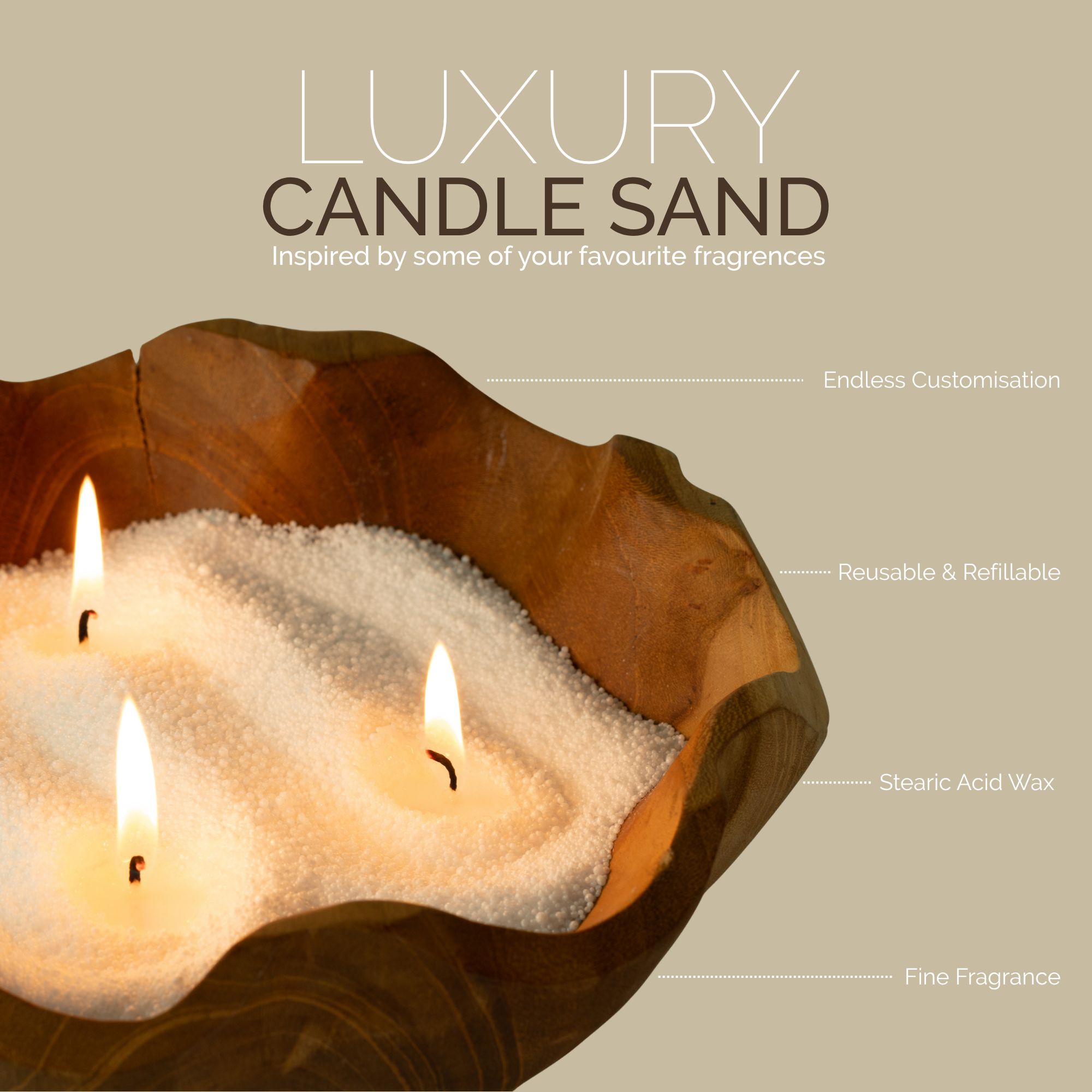 Fragranced Candle Sand - Chocolate Brown - Millionaire Gold - 300g - Image 11