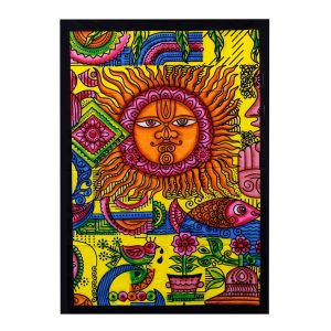 Decorative Hand brushed Cotton Wall Art - Sun