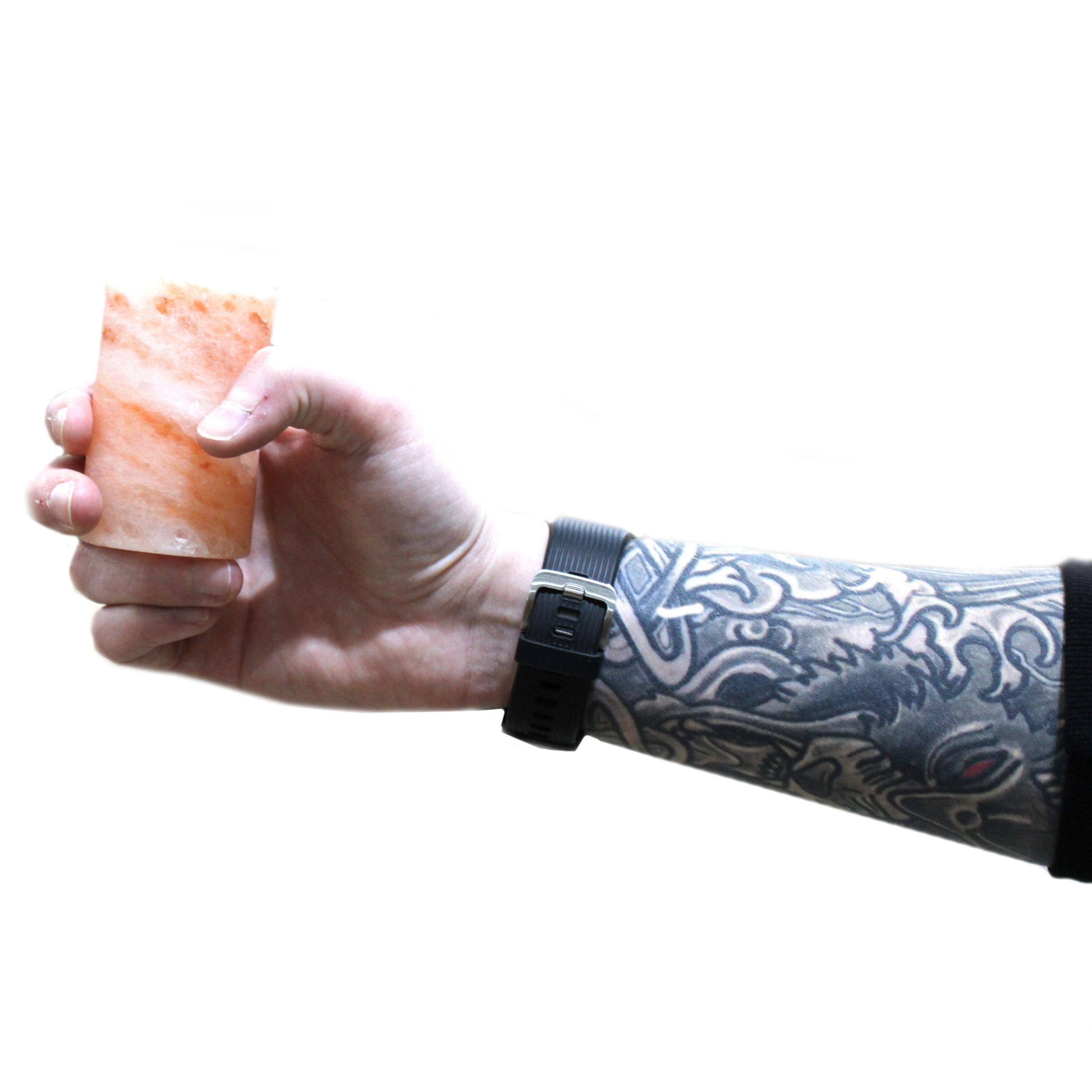 Set of 4 Himalayan Salt Shot Glasses and Wood Serving Stand - Image 4