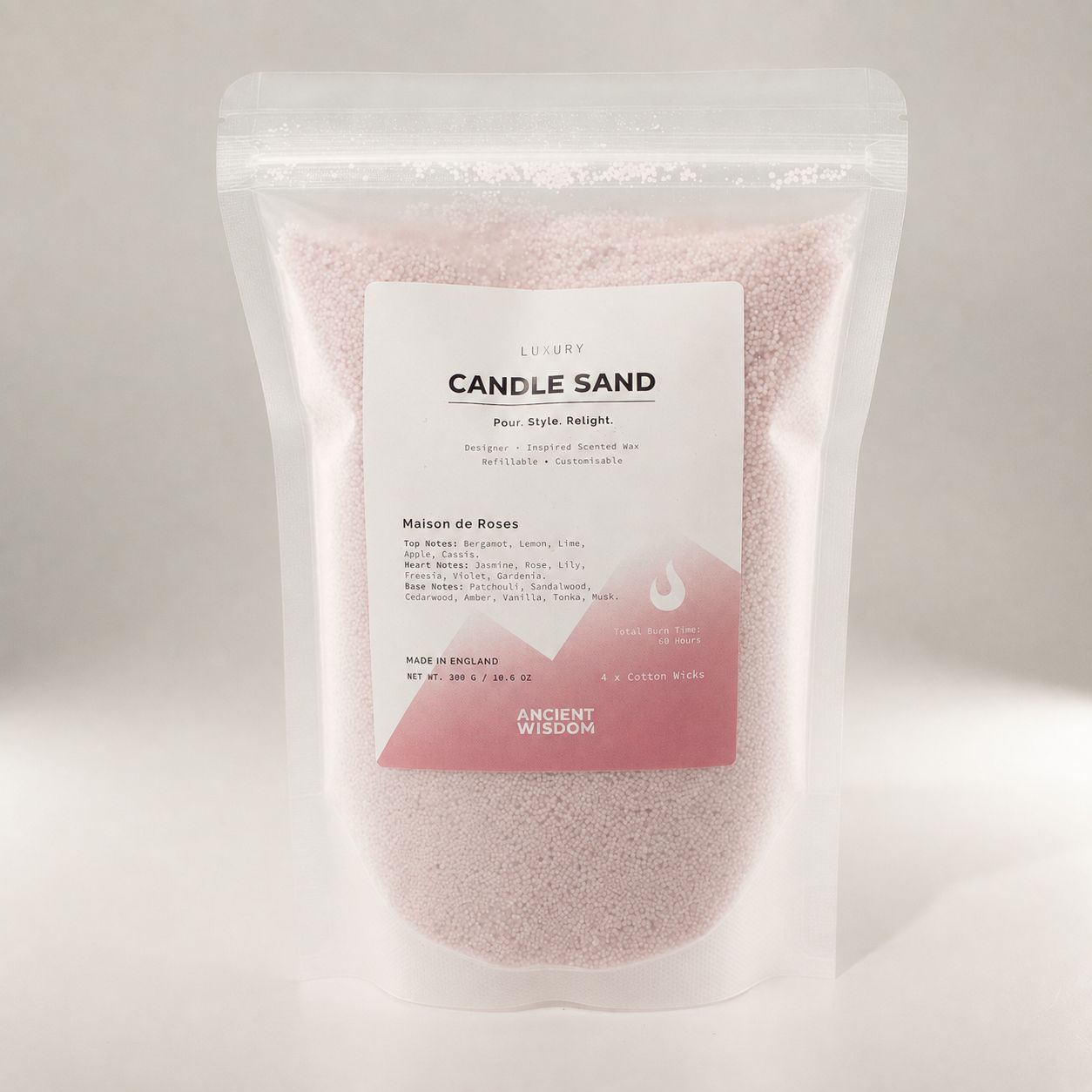 Fragranced Candle Sand - Dusty Rose - Maison de Roses - 300g - Image 4