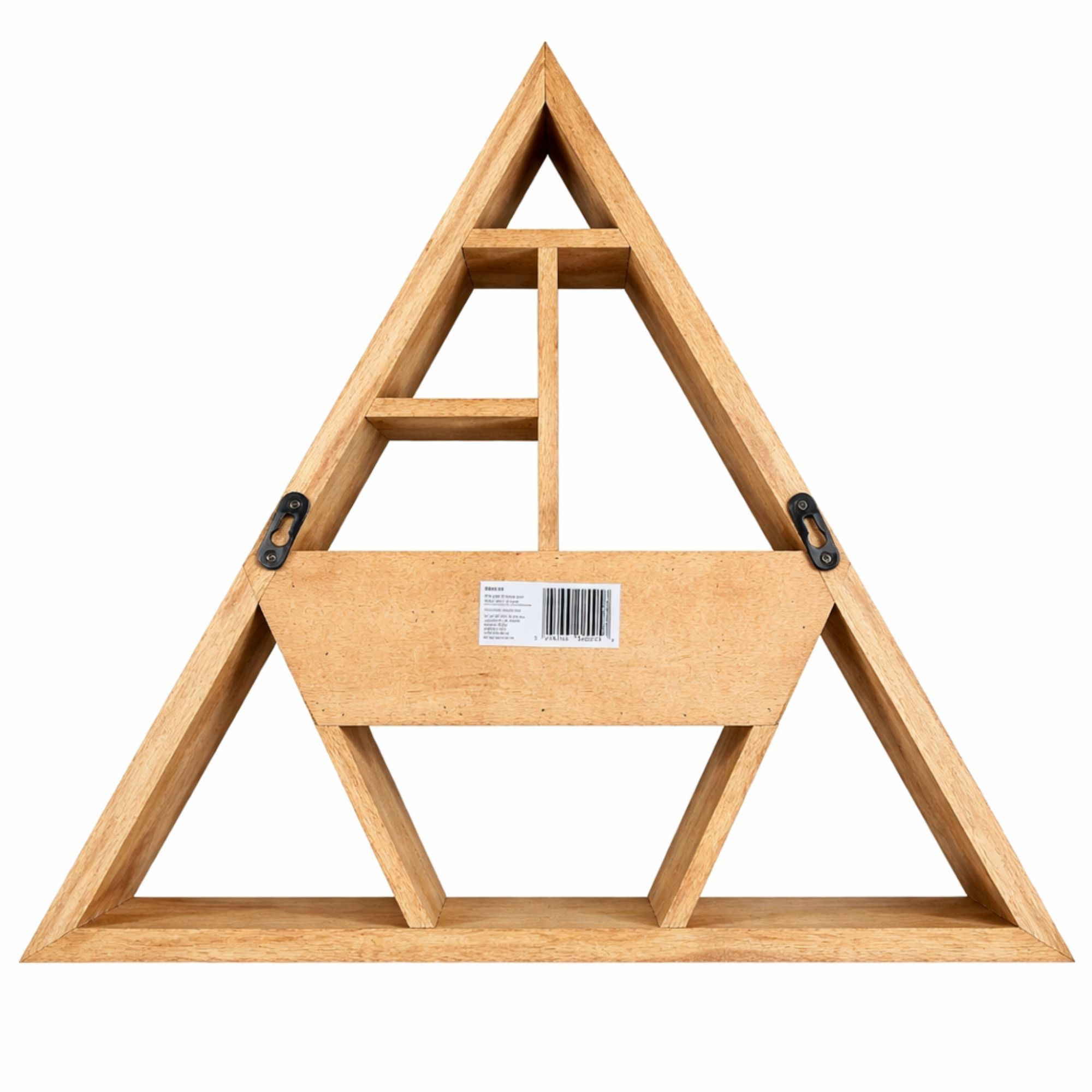 Triangle Shaped Wooden Wall Shelf with Drawer - Image 3