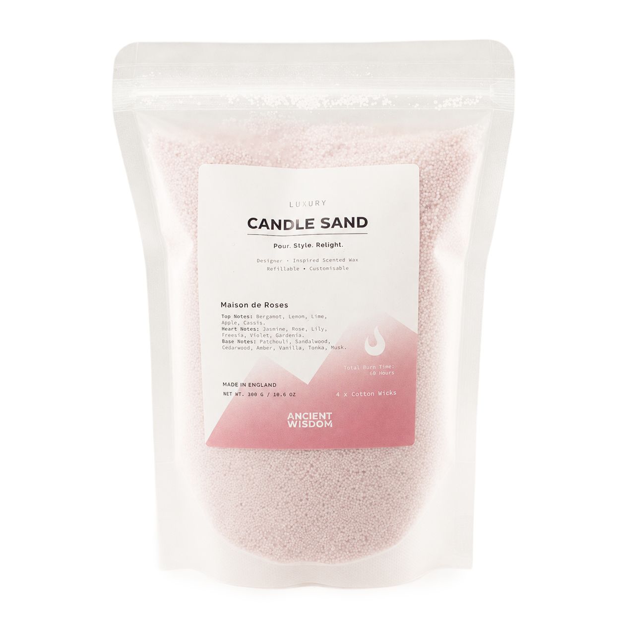 Fragranced Candle Sand - Dusty Rose - Maison de Roses - 300g - Image 3