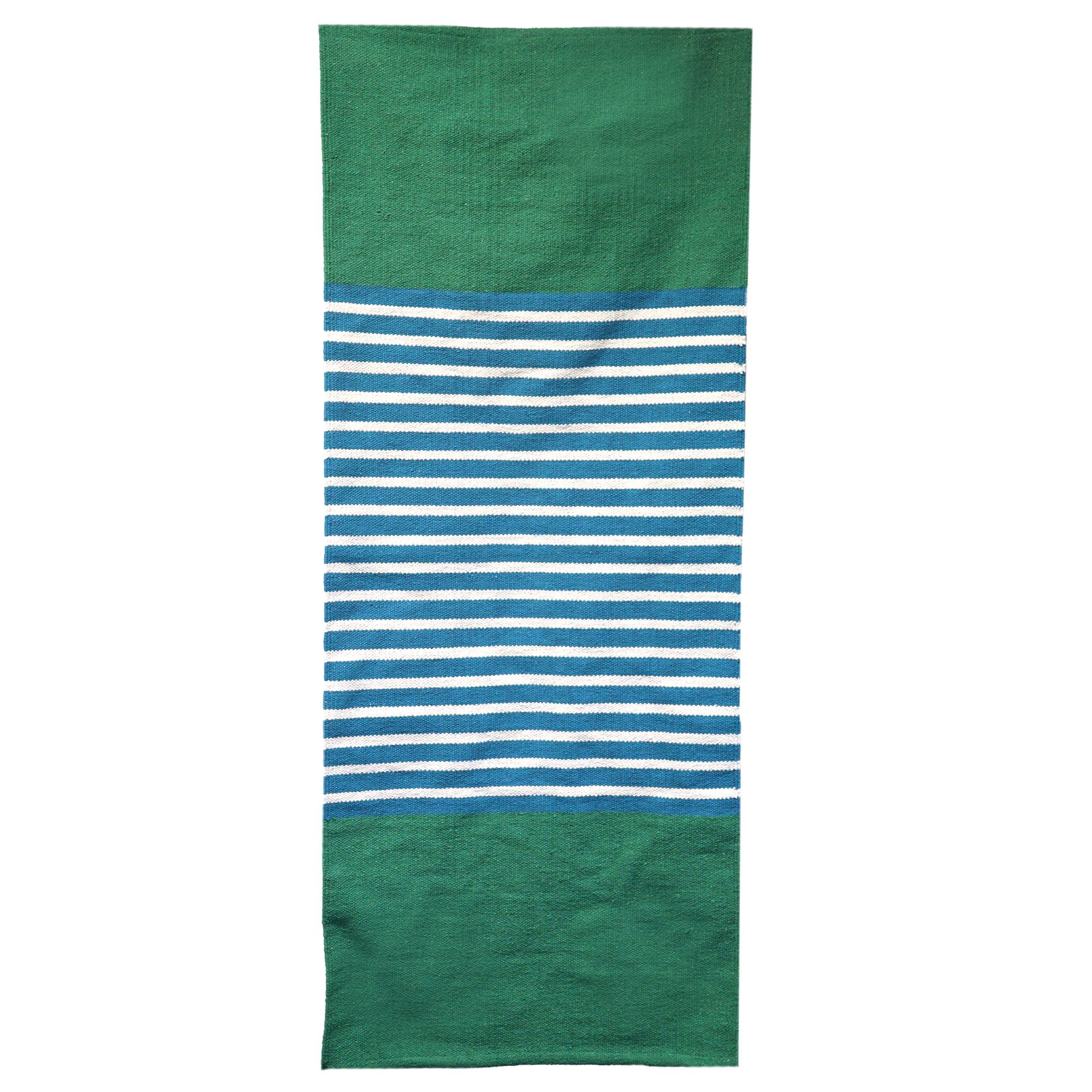 Indian Cotton Rug - 70x170cm - Blue/ Green - Image 5