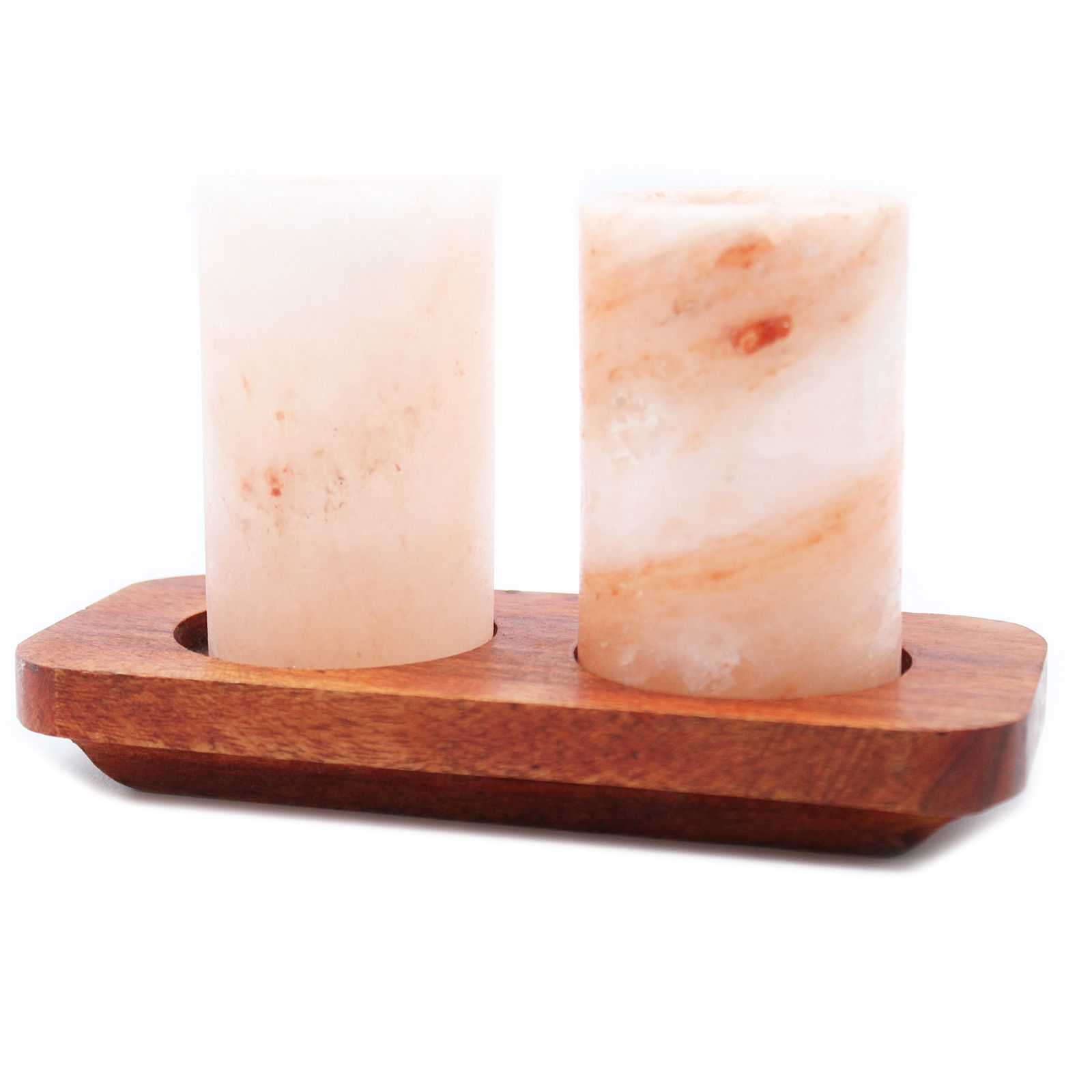 Set of 2 Himalayan Salt Shot Glasses & Wood Serving Stand - Image 6