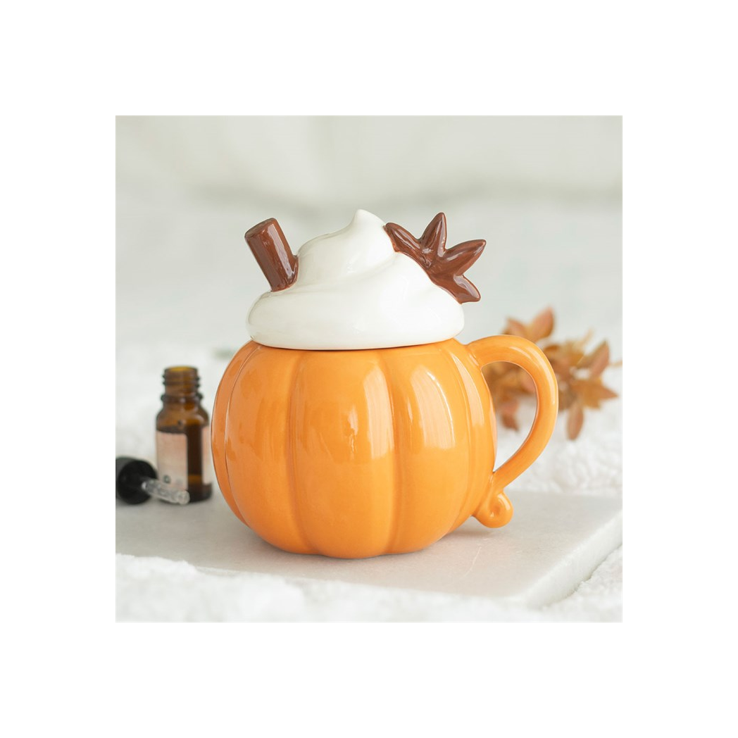 Ceramic Pumpkin Cream Lidded Oil Burner and Wax Warmer