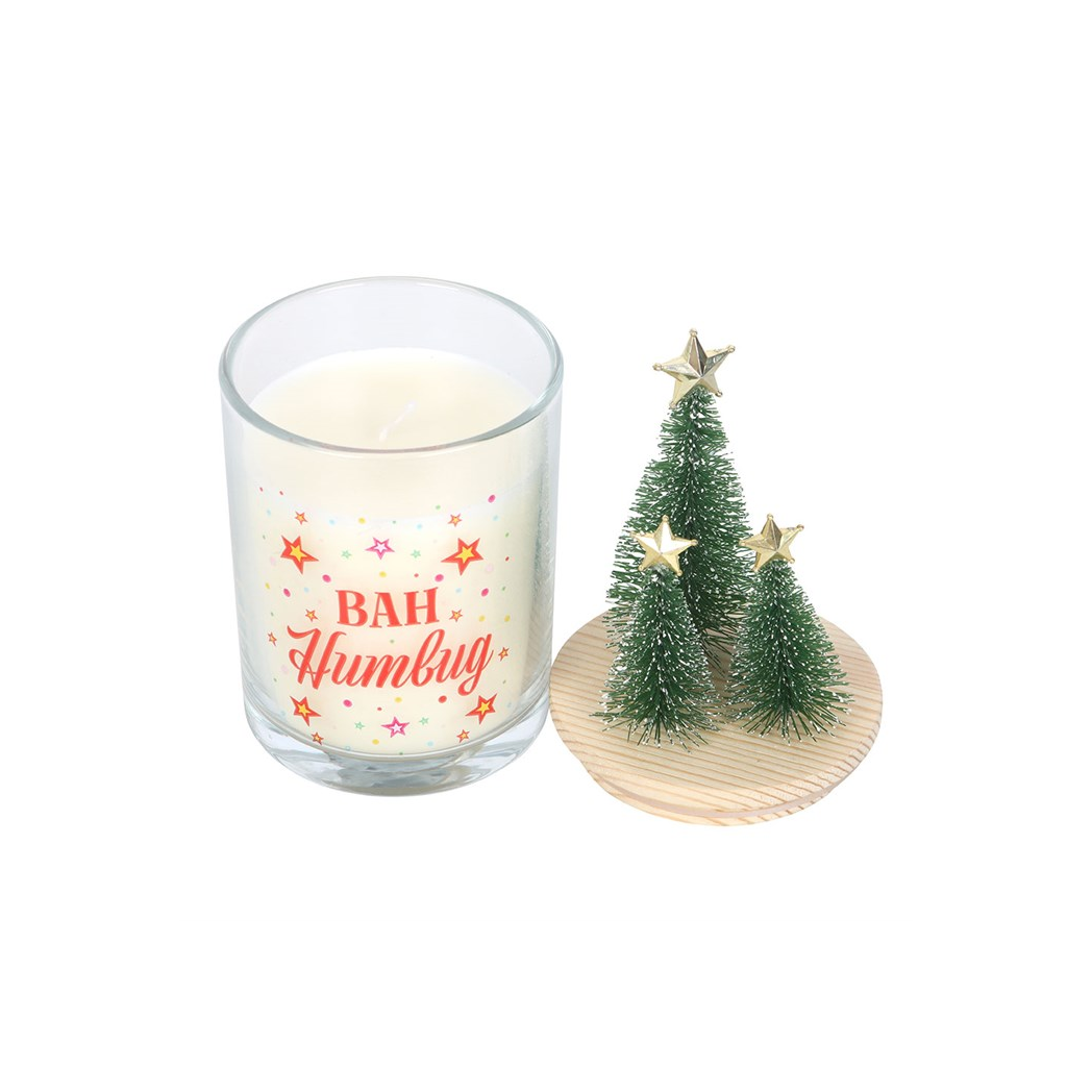 Bah Humbug Orange & Clove Glass Candle with Tree - Image 3