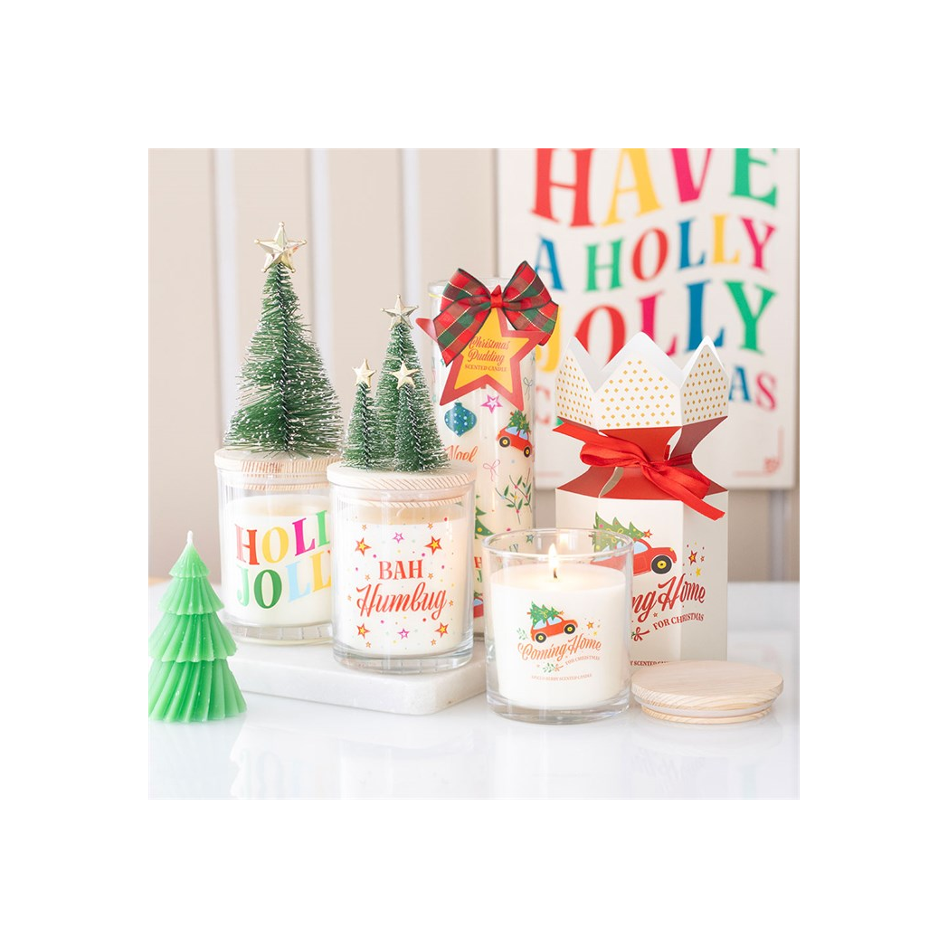 Holly Jolly Pine & Fir Glass Candle with Tree - Image 5