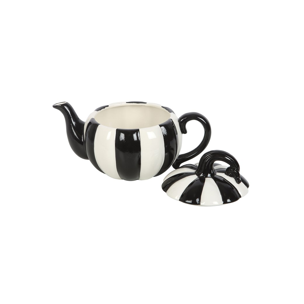 Black and White Striped Pumpkin Teapot - Image 5